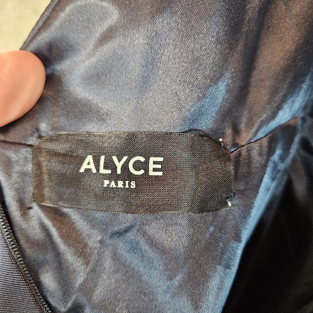 Alyce Paris Navy Shine Fit & Flare Mini Dress Sz 6 Cocktail Evening Home coming - Picture 12 of 14